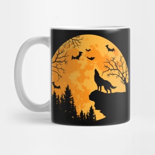 Wolf Lovers Funny Wolf And Moon Halloween Costume Mug